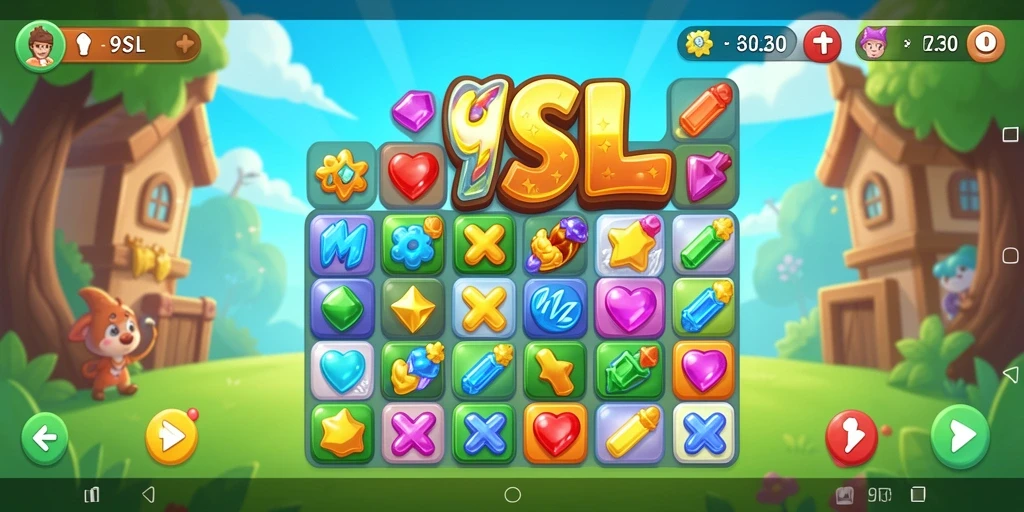 Tampilan gameplay 9SL yang menarik dalam format Match-3.