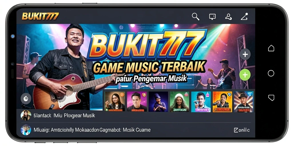 Screenshot BUKIT777 menunjukkan pemain menikmati gameplay musik yang menggembirakan.