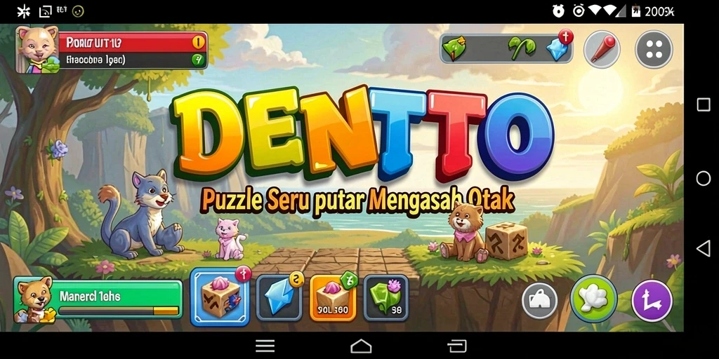 Tampilan gameplay DENTOTO dengan teka-teki yang menantang.