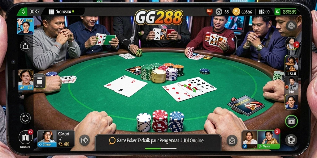 Gameplay GG288 menampilkan momen seru saat bermain Poker secara online.