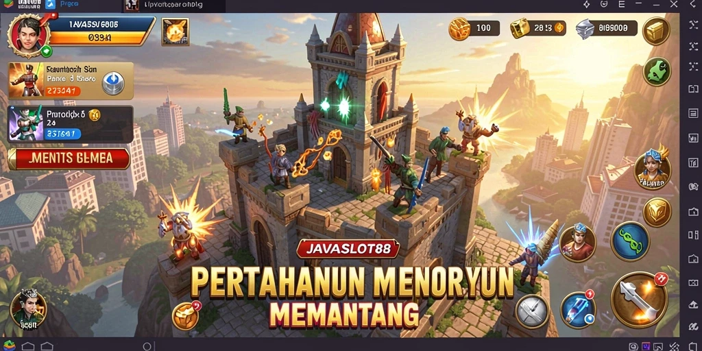 Tampilan gameplay menawan dalam JAVASLOT88 Tower Defense.