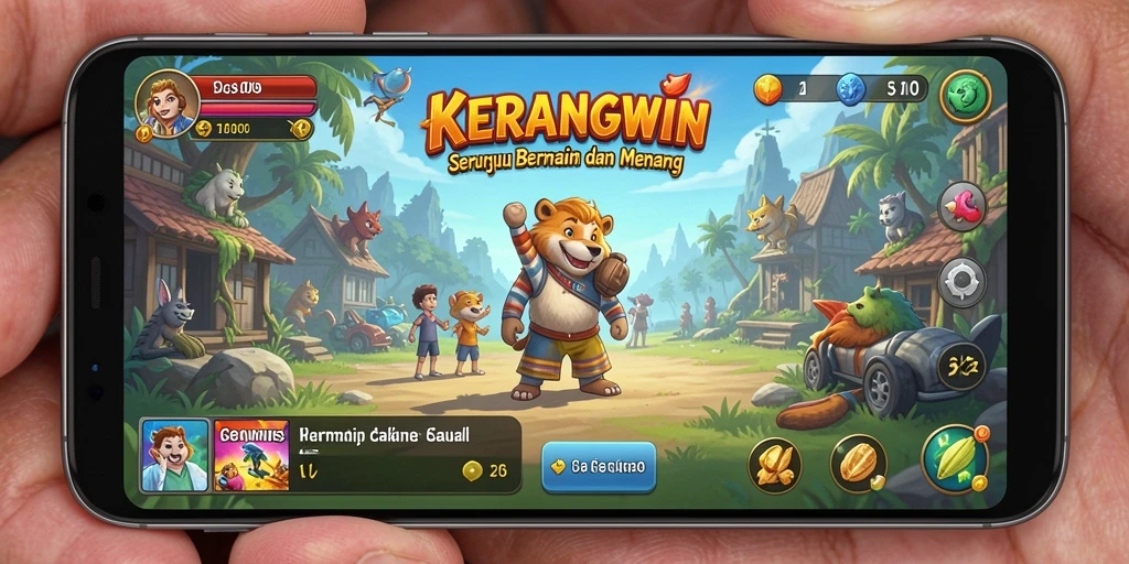 Tampilan gameplay KERANGWIN yang penuh warna dan seru.