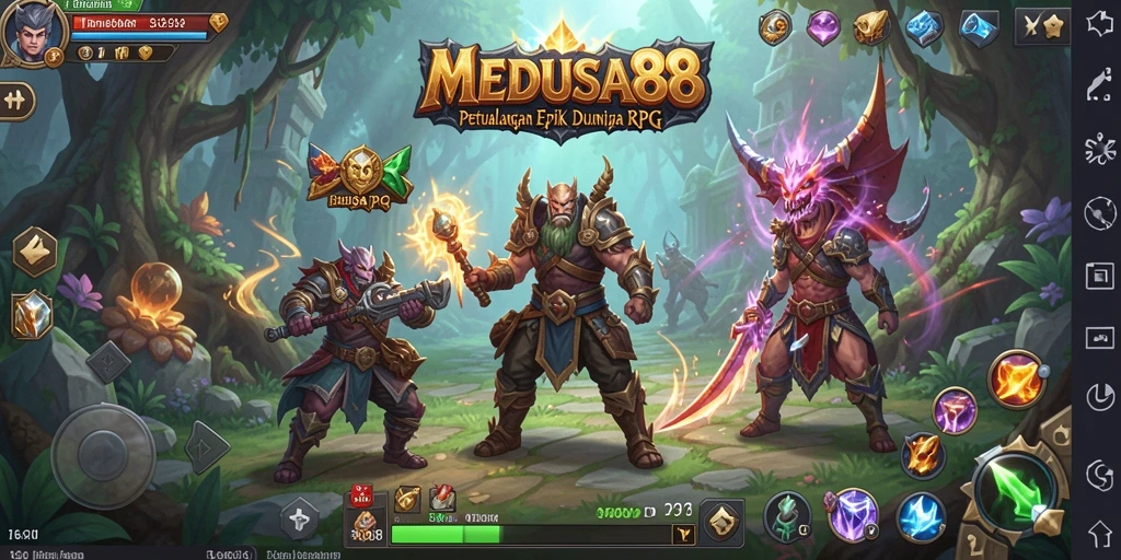 Tampilan menakjubkan dari gameplay RPG MEDUSA88 yang penuh aksi.