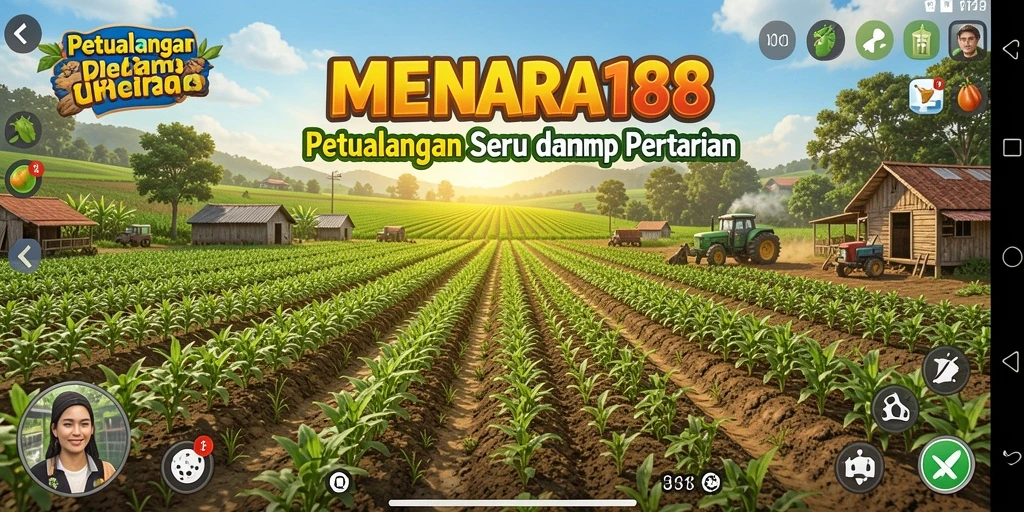 Tangkapan layar utama MENARA188 menampilkan gameplay pertanian yang menarik dan penuh warna.