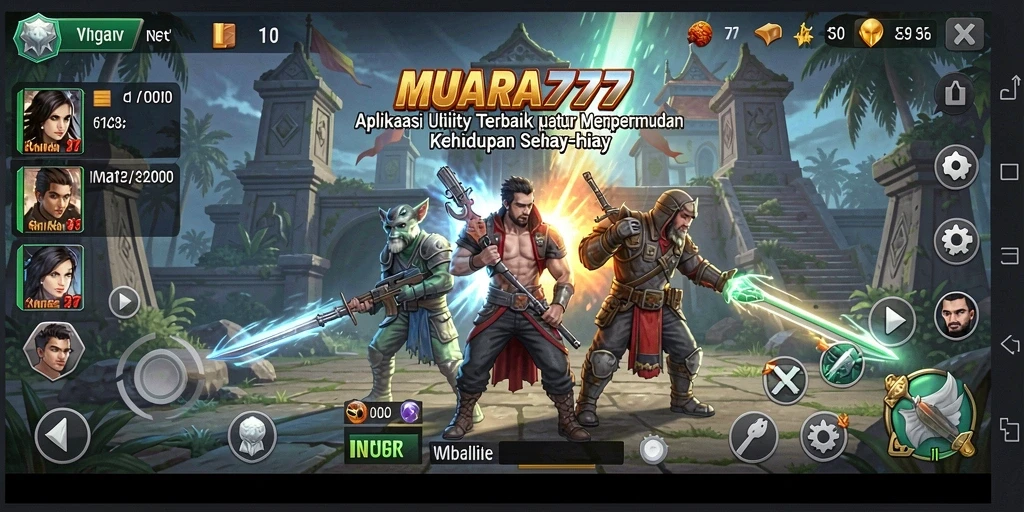 Screenshot utama MUARA777 menunjukkan antarmuka aplikasi yang intuitif dan fitur-fitur utama.