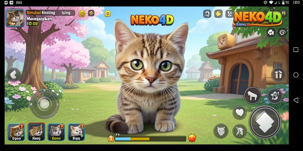 Tampilan gameplay NEKO4D dengan kucing-kucing lucu dan interaksi yang menyenangkan.