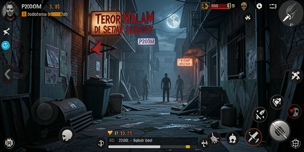 Screenshot menegangkan dari gameplay P200M yang menyeramkan.