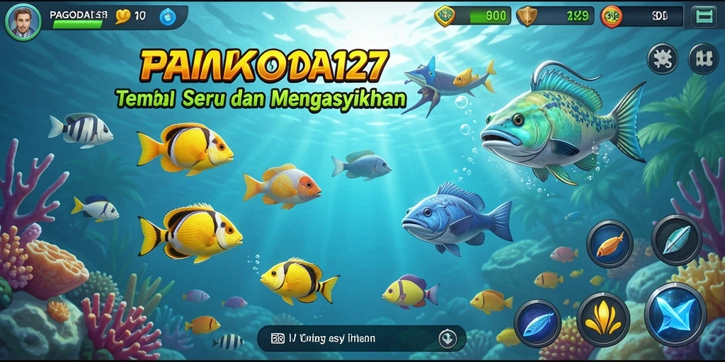 Tampilan gameplay seru dari PAGODA127 saat menangkap ikan.