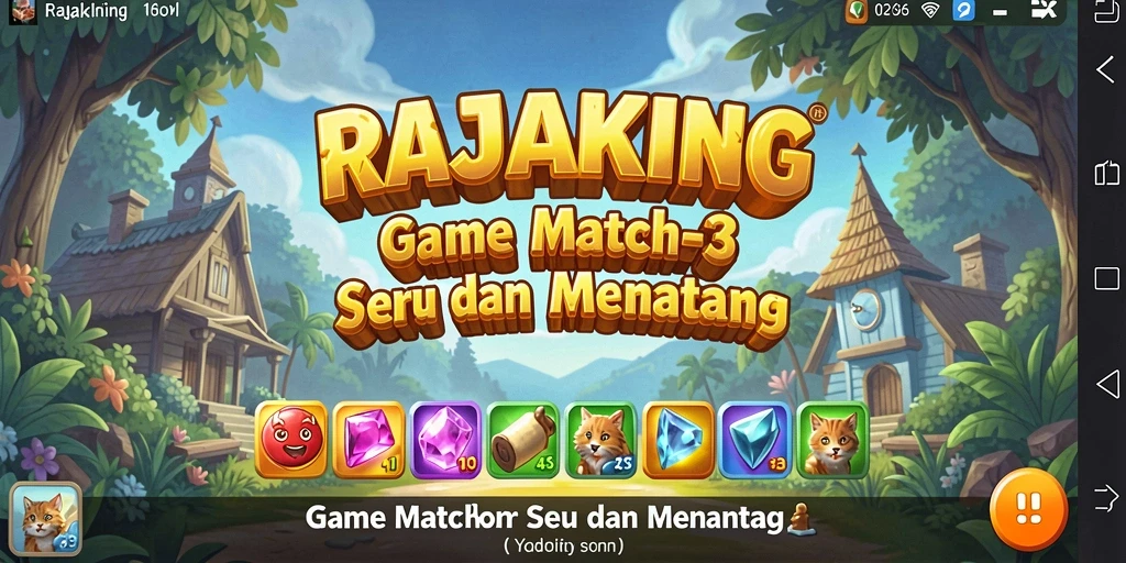 Screenshot gameplay menarik dari RAJAKING yang menampilkan keseruan mencocokkan elemen.