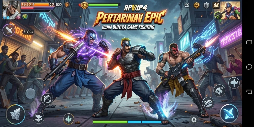 Tangkapan layar dari gameplay pertarungan seru di RPVIP4.