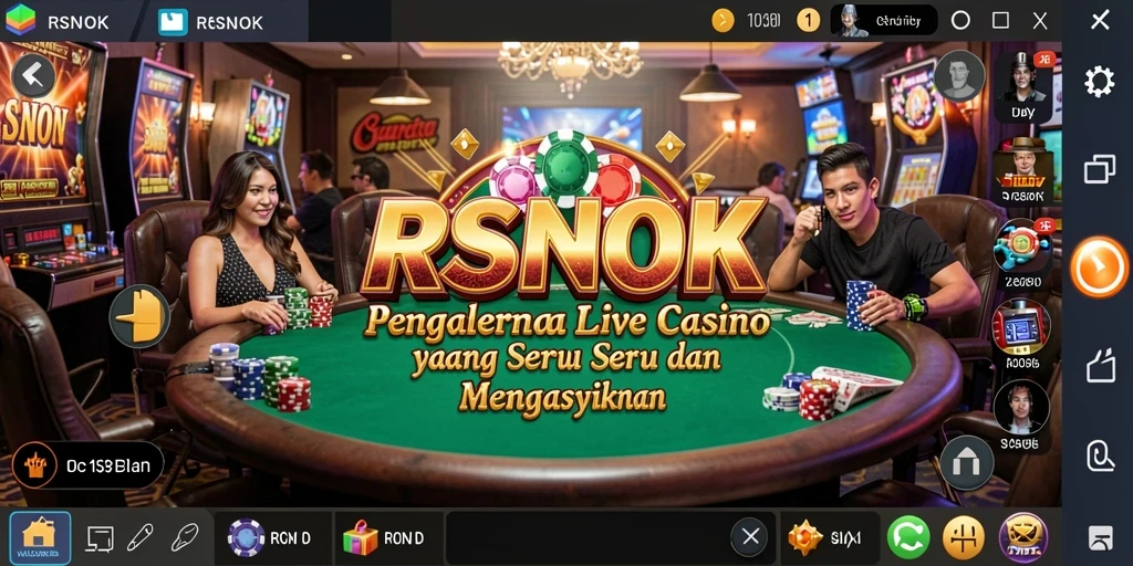 Screenshot gameplay RSNOK yang menampilkan dealer langsung dan suasana kasino.