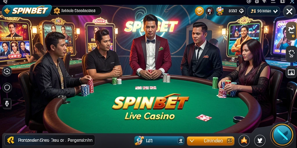 Tampilan menarik gameplay Live Casino SPINBET dengan dealer langsung.