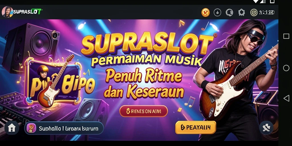 Screenshot gameplay yang menunjukkan keseruan bermain SUPRASLOT dengan lagu-lagu populer.