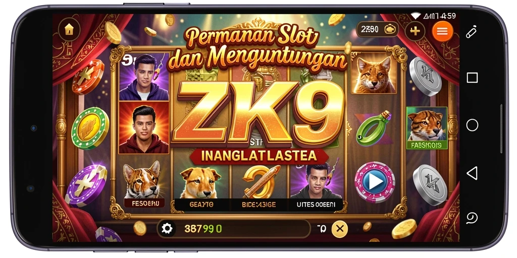 Tampilan gameplay menarik dari game Slot ZK9 yang penuh warna.