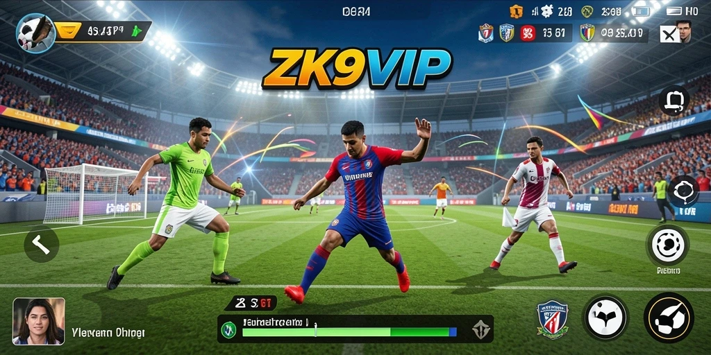 Tampilan gameplay yang mendebarkan dari ZK9VIP yang menampilkan aksi olahraga.
